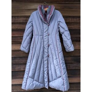 Vintage 80s J.Gallery Down Puffer Princess Coat Long Asymmetric Fit Flare Small